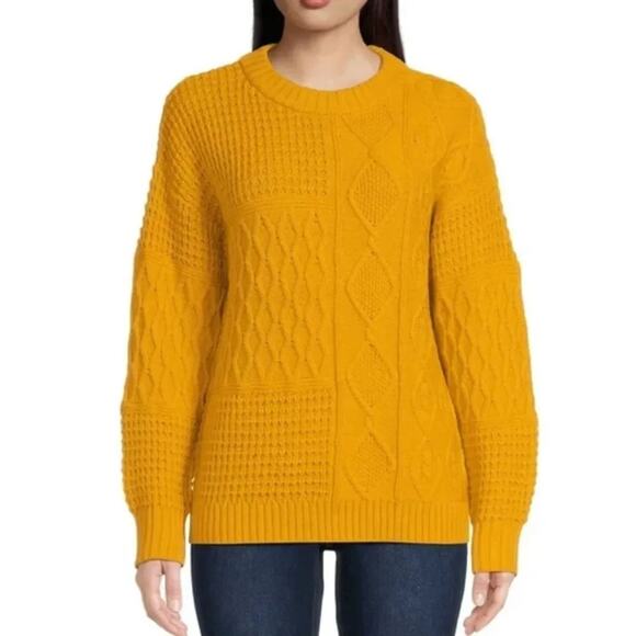Time and Tru Mixed Stitch Gold Tea Sweater, Midweight, Size Medium, New with Tag - Picture 1 of 8